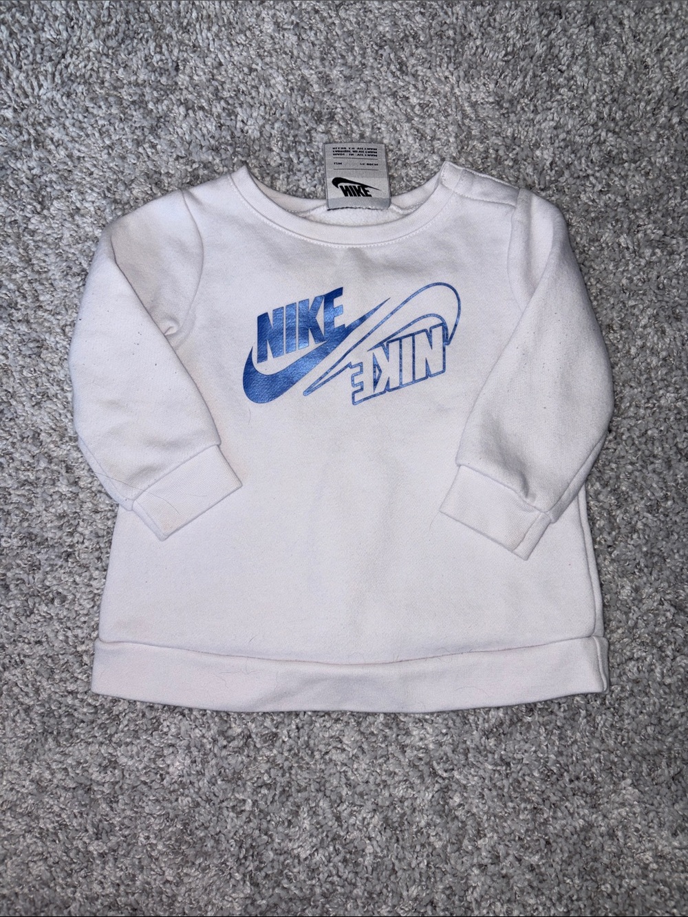 Baby girl Nike White Sweatshirt with Blue Logo